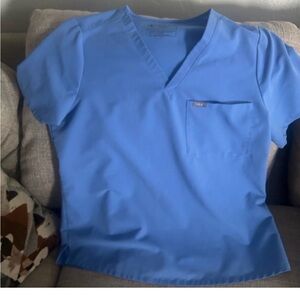 Figs Light Blue V-Neck Scrub Top